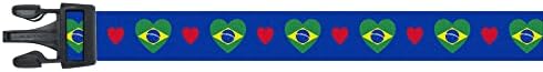 צווארון כלבים | אני אוהב את ברזיל | לבבות | נהדר לחגים לאומיים, אירועים מיוחדים, פסטיבלים, מצעדים | תוצרת ארהב